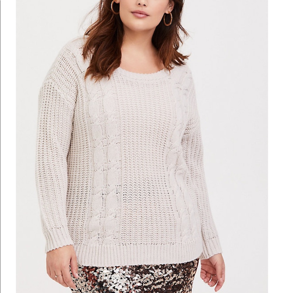 Size 6 Cable knit self-tie keyhole sweater